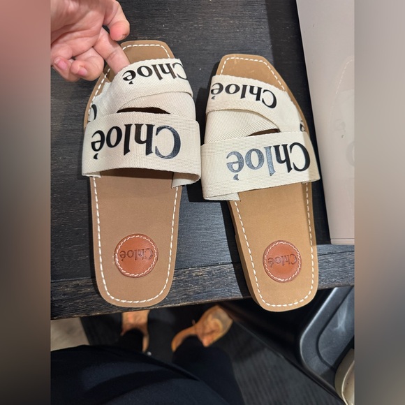 Chloé Beige and Brown Slide Sandals. Flat woody sandals. - Picture 1 of 5